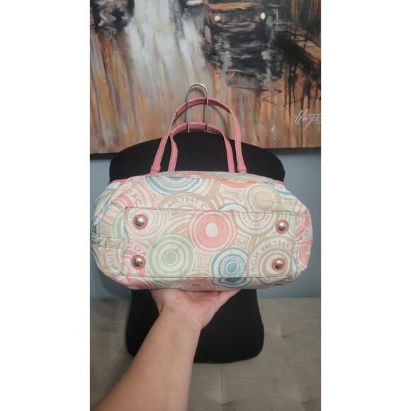 Coach Scribble Pop Art Tote Bag F19184 Pink Patent Leather Trim Shoulder Purse - Picture 15 of 15